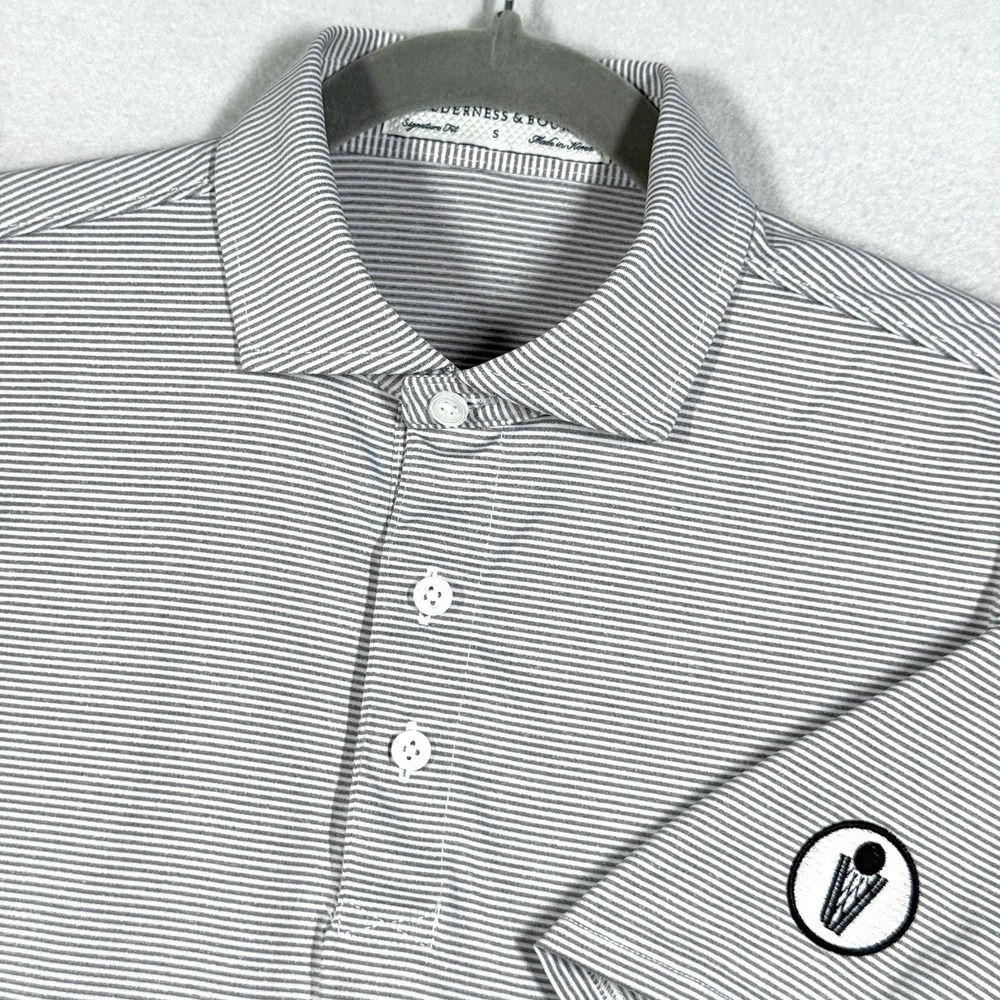 Holderness & Bourne Polo Shirt Mens Small Perkins Stripe Golf Performance CAVS